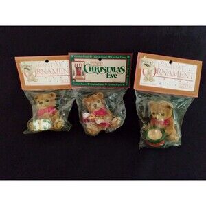 Vtg Schmid Holiday Christmas Ornaments Set Of 3 Bears NWT